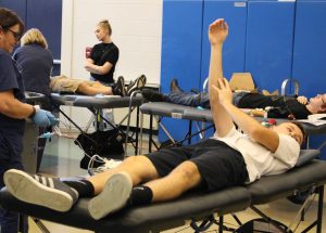 Plainwell student waits for his blood donating to start Photo by: Andrew Hansen